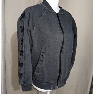 Max Studio Gray Lace-Up Hoodie